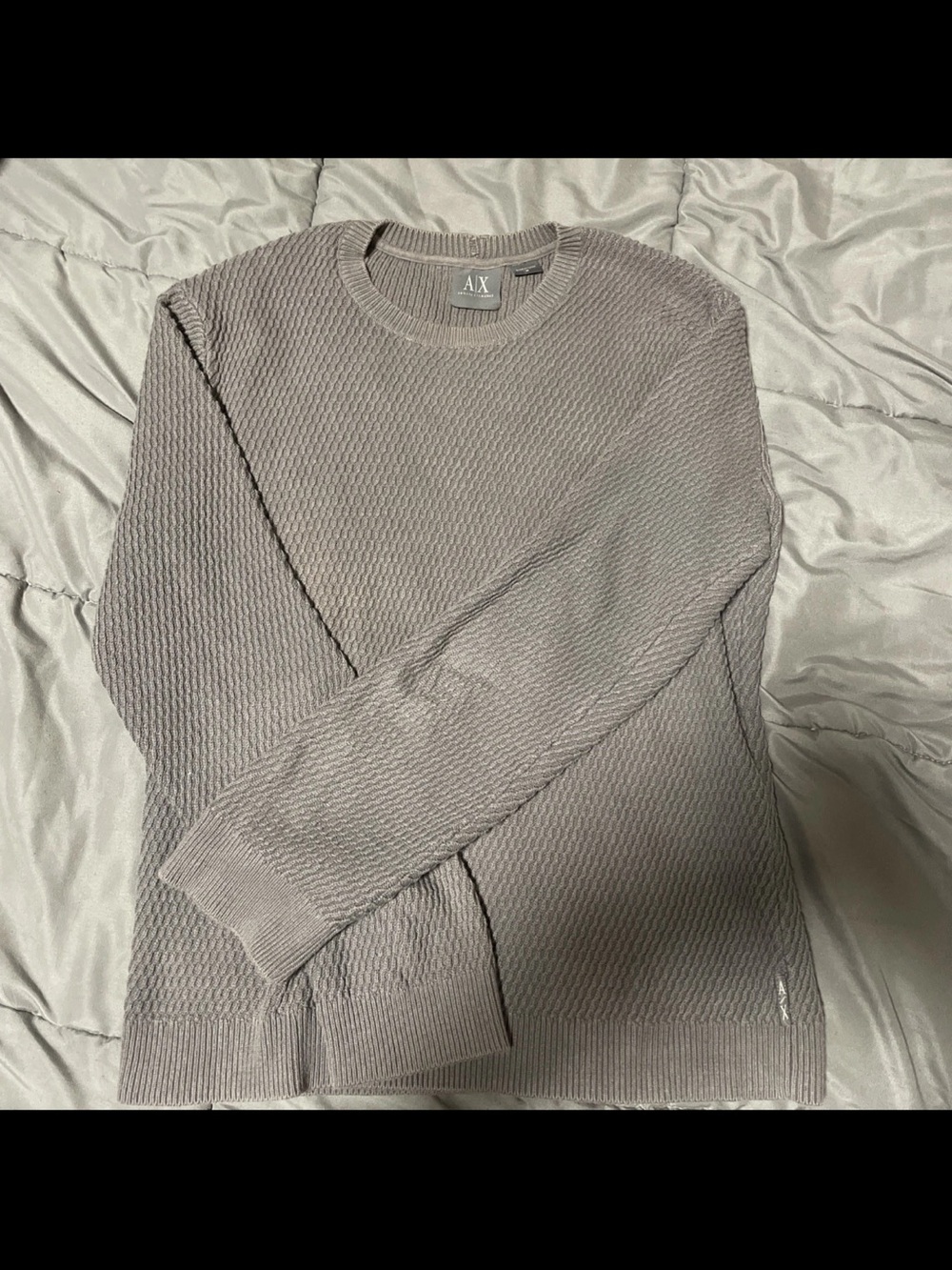 Armani Exchange Men's Light Gray Textured Crewneck Sweater